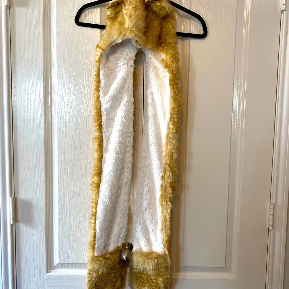 Claire’s Reindeer Faux Fur Beanie Scarf with hand Pockets